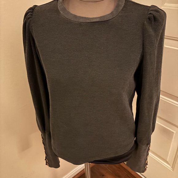 SHEIN Tops - SHEIN Charcoal Long Sleeve Top with Button Accents